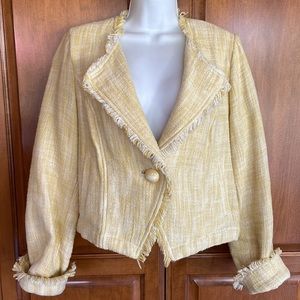 CABI Yellow tweed jacket Size L Excellent condition!
